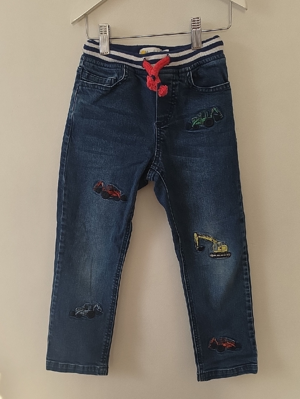 Mini Boden Boy's Appliqué Denim Jeans Construction Themed 5Y